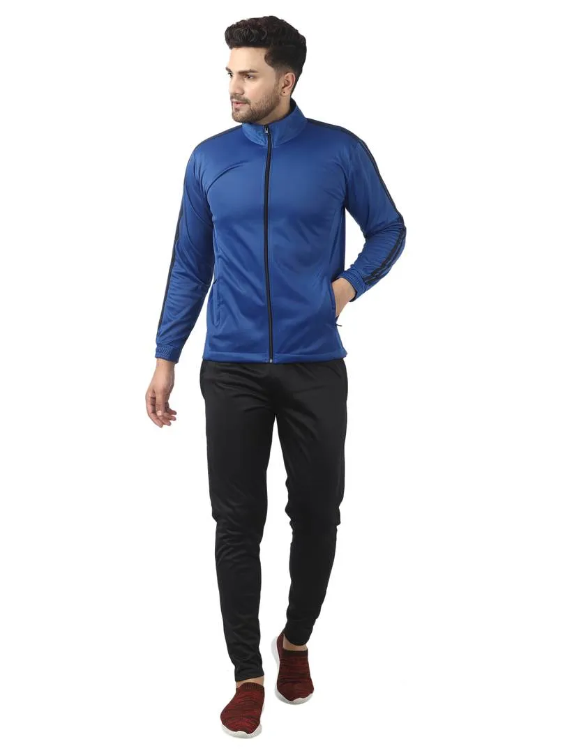 Men's Trendy Navy Blue Solid Polyester Regular Fit Tracksuit