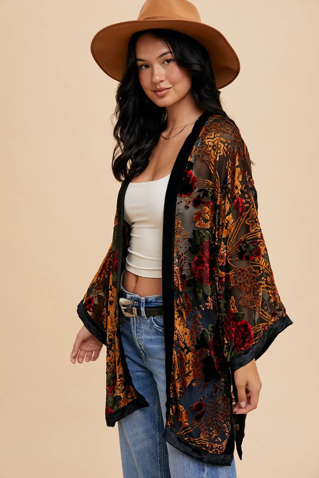 Mimi Velvet Burnout Kimono