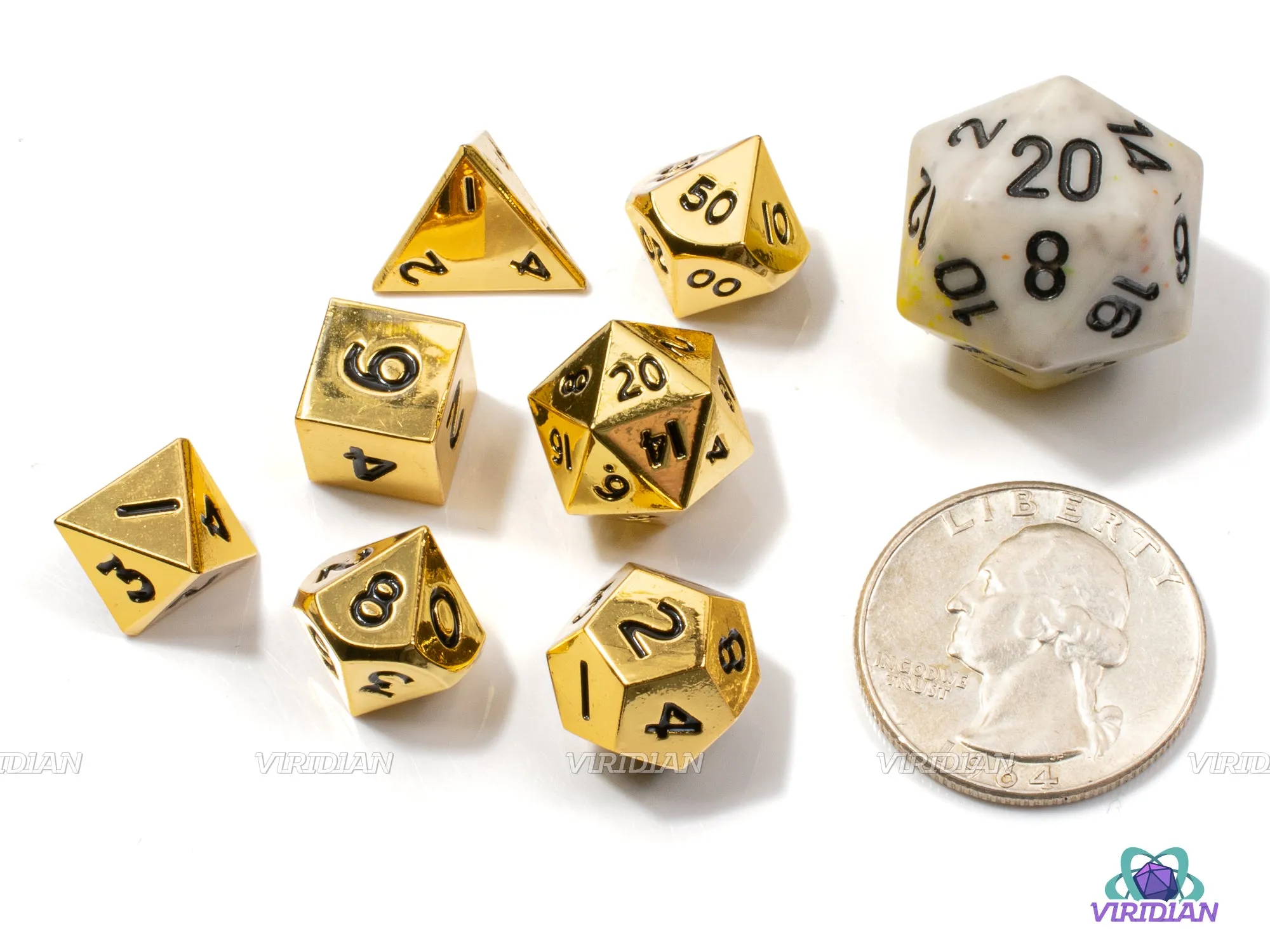 Mini Shiny Gold | Metal Dice Set (7)