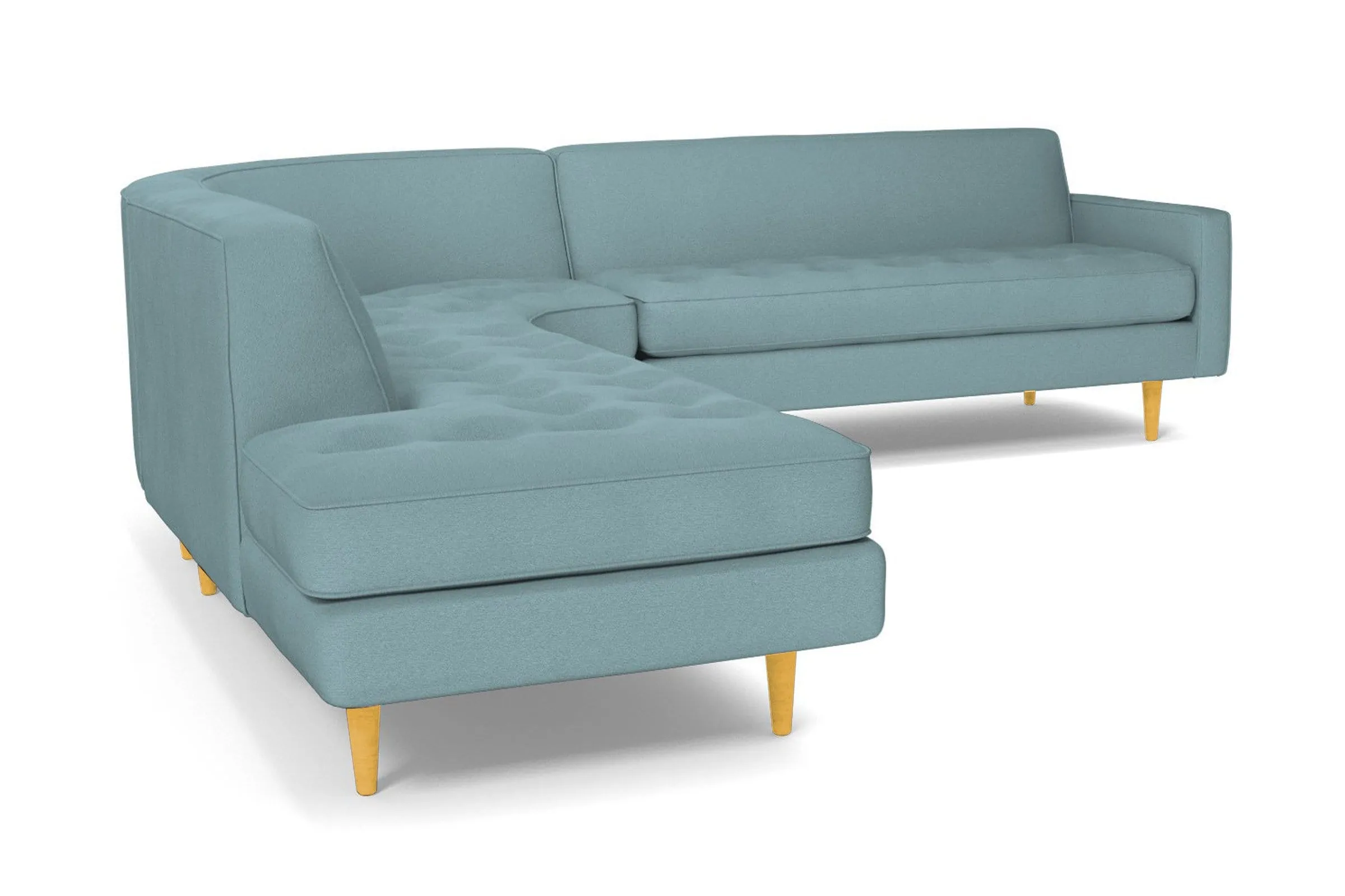 Monroe 3pc Velvet Sectional Sofa :: Leg Finish: Natural / Configuration: LAF - Chaise on the Left