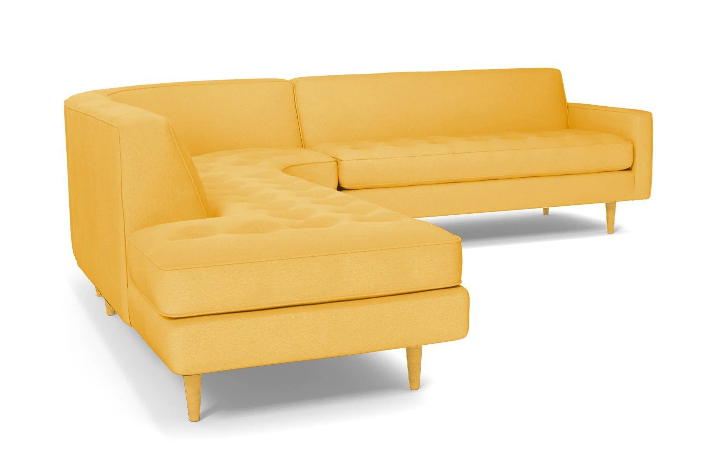 Monroe 3pc Velvet Sectional Sofa :: Leg Finish: Natural / Configuration: LAF - Chaise on the Left