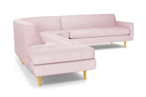 Monroe 3pc Velvet Sectional Sofa :: Leg Finish: Natural / Configuration: LAF - Chaise on the Left