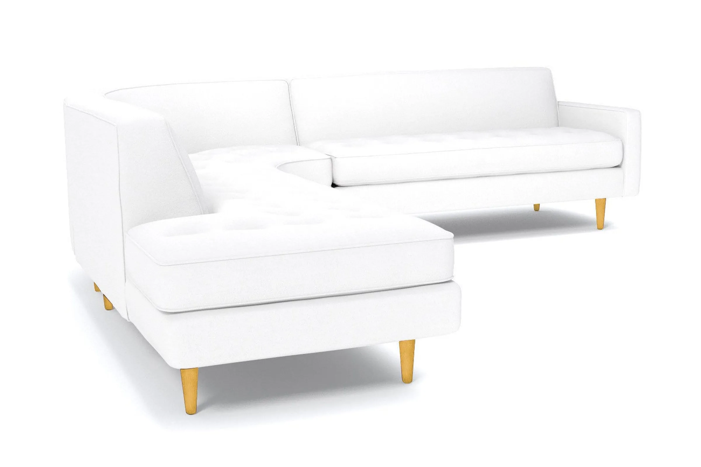 Monroe 3pc Velvet Sectional Sofa :: Leg Finish: Natural / Configuration: LAF - Chaise on the Left