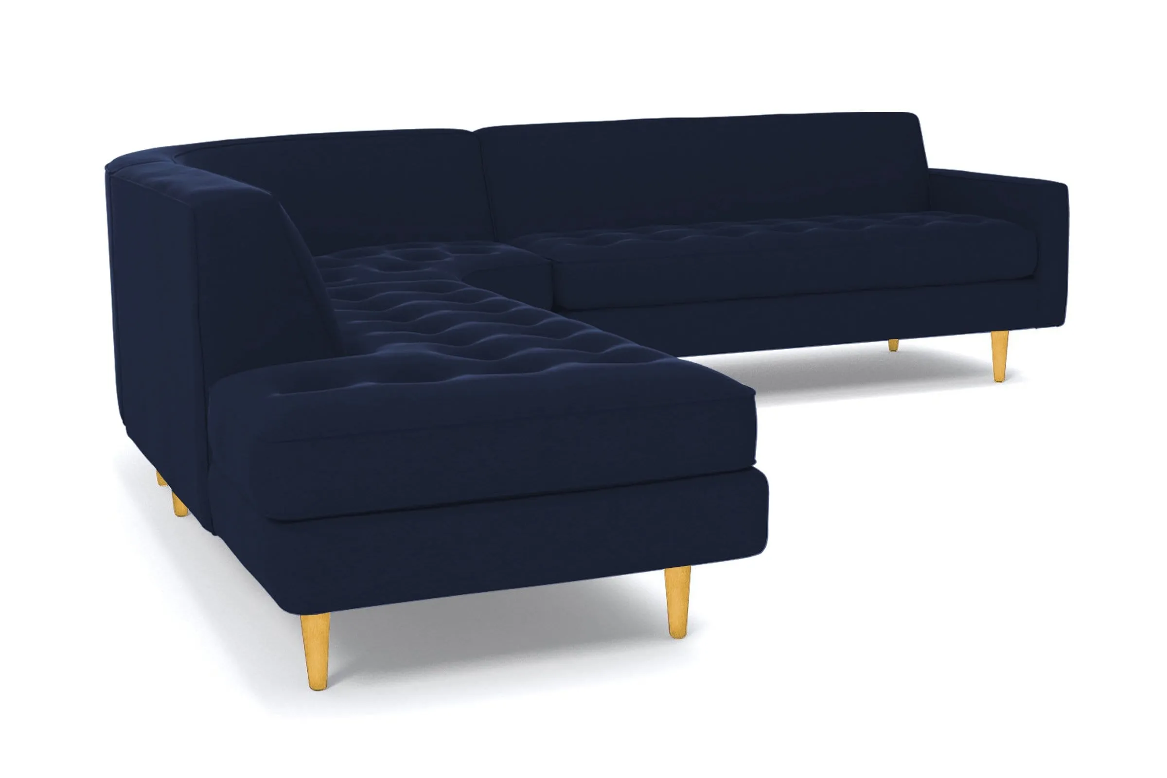 Monroe 3pc Velvet Sectional Sofa :: Leg Finish: Natural / Configuration: LAF - Chaise on the Left