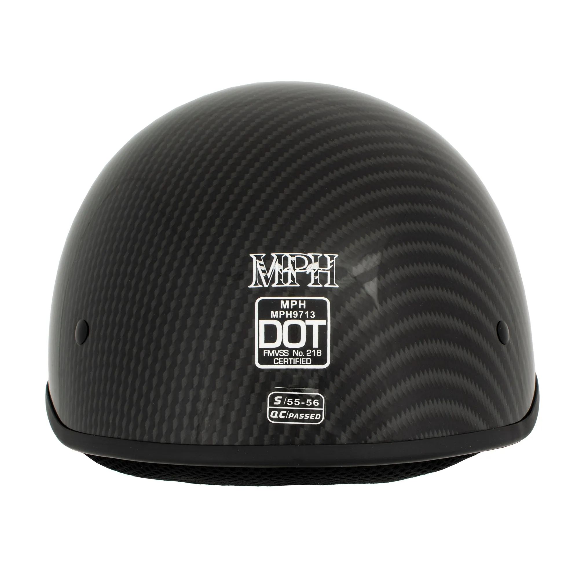 MPH DOT Half Helmet w/ Carbon Fiber Look Shiny Black