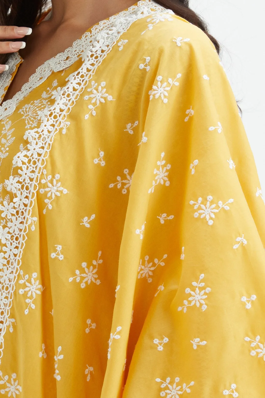 Mulmul Cotton Merlin Yellow Kurta With Thin Pintuck White Pyajama