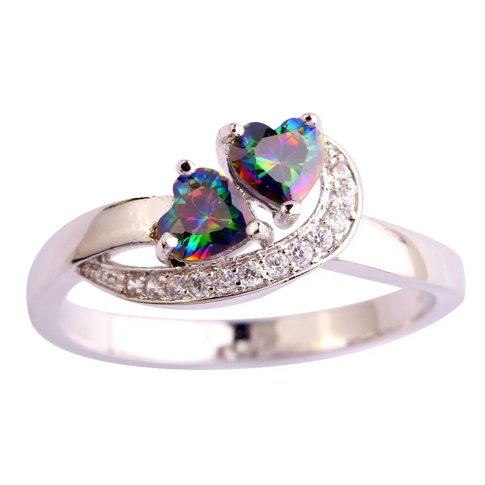 Mystic Topaz Silver Heart Ring