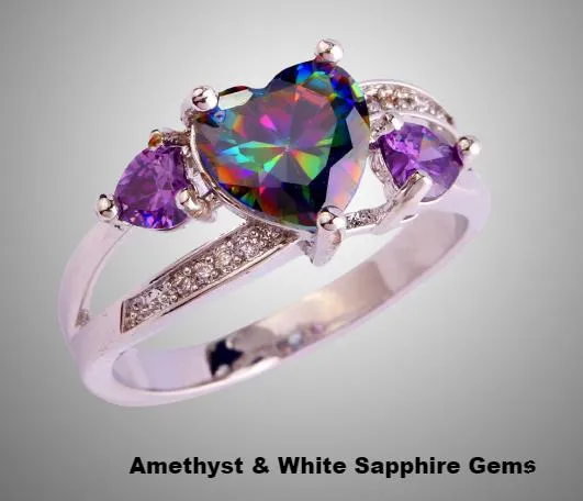 Mystic Topaz Silver Heart Ring