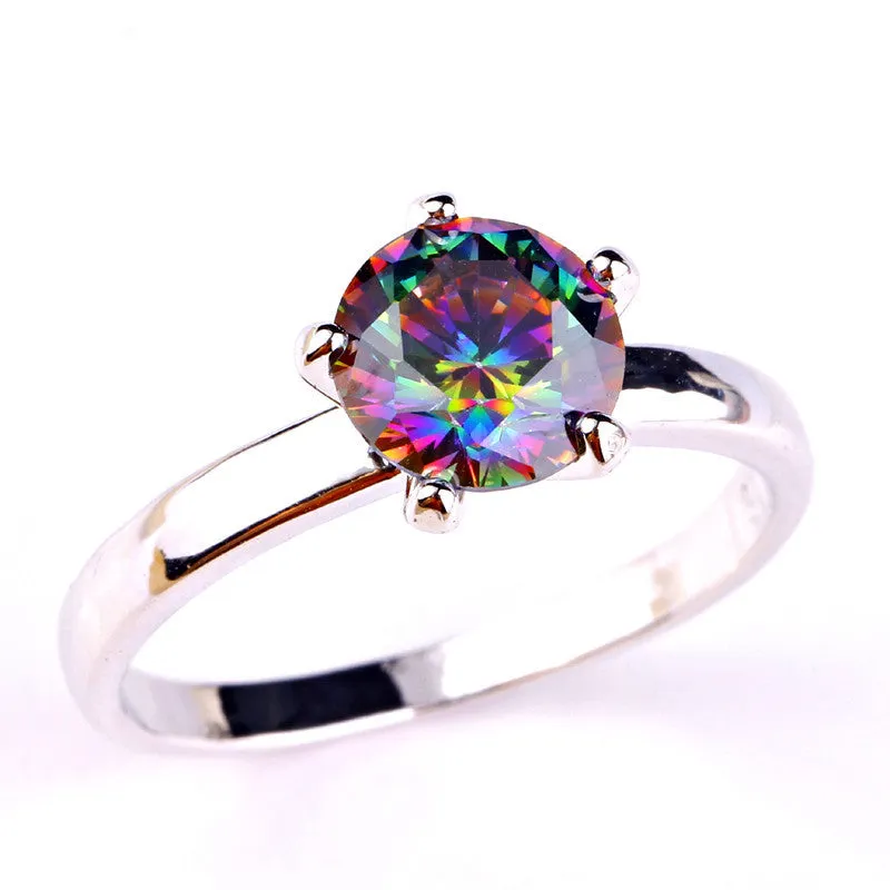 Mystic Topaz Silver Heart Ring