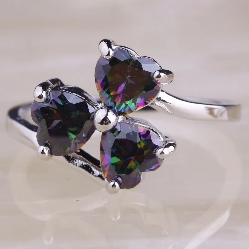 Mystic Topaz Silver Heart Ring