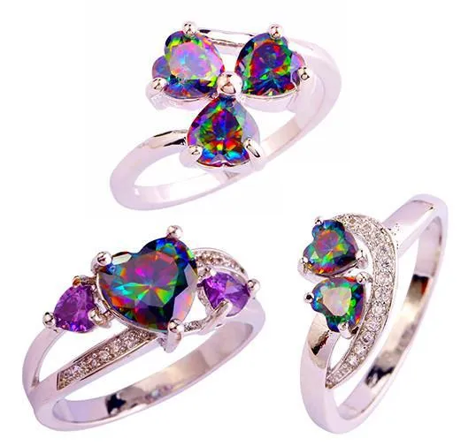 Mystic Topaz Silver Heart Ring