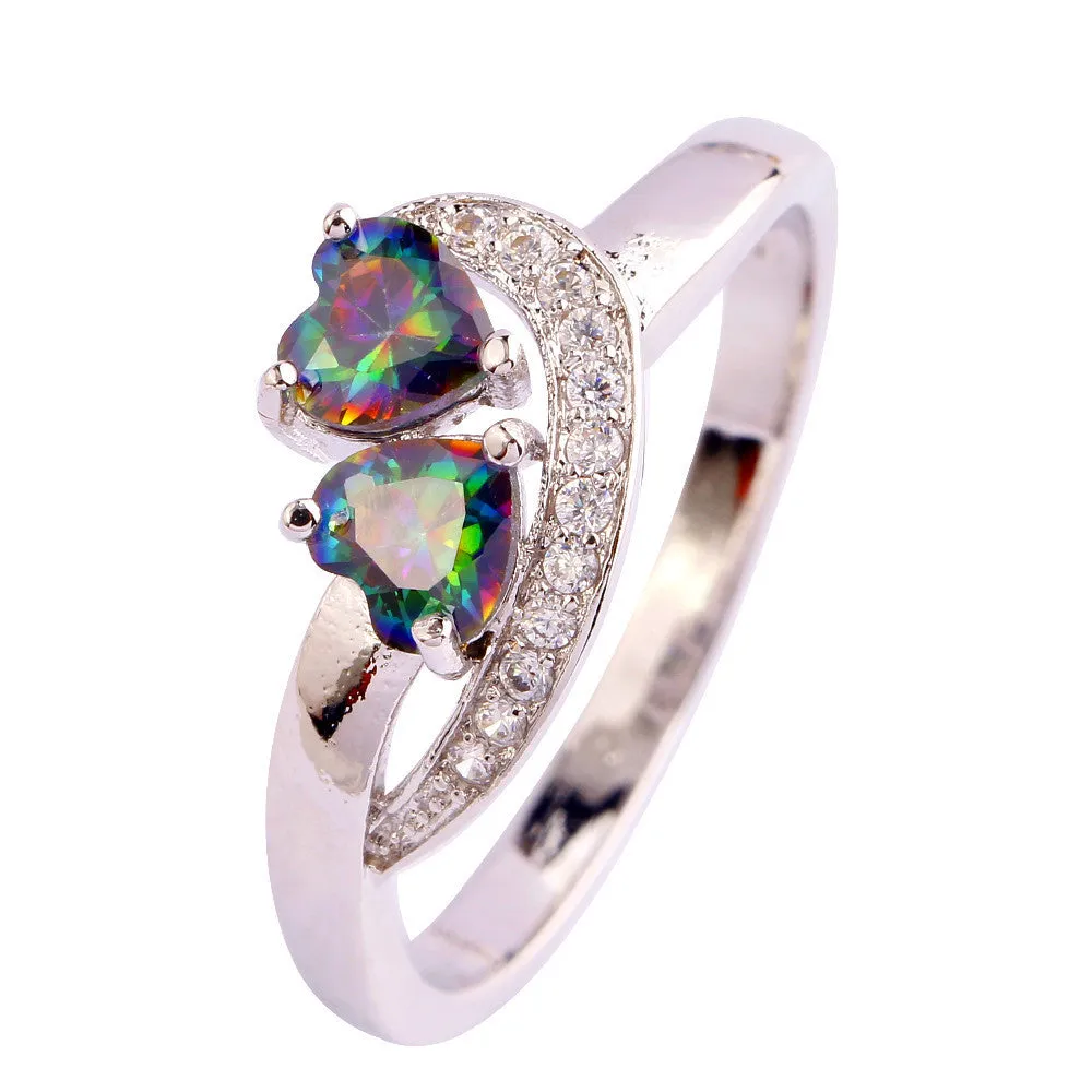 Mystic Topaz Silver Heart Ring