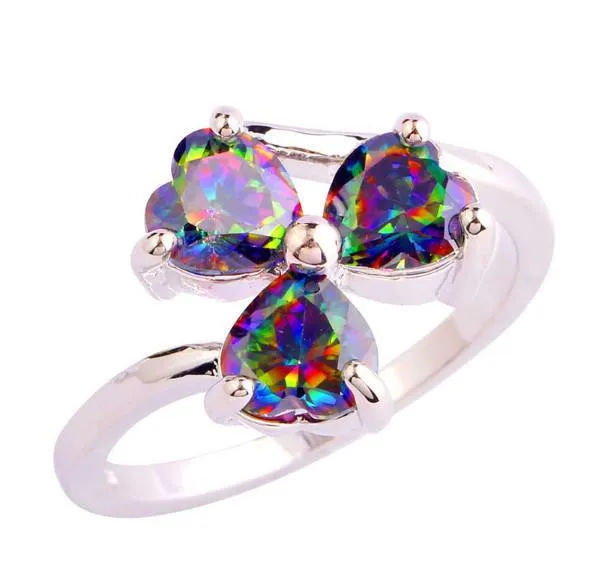 Mystic Topaz Silver Heart Ring