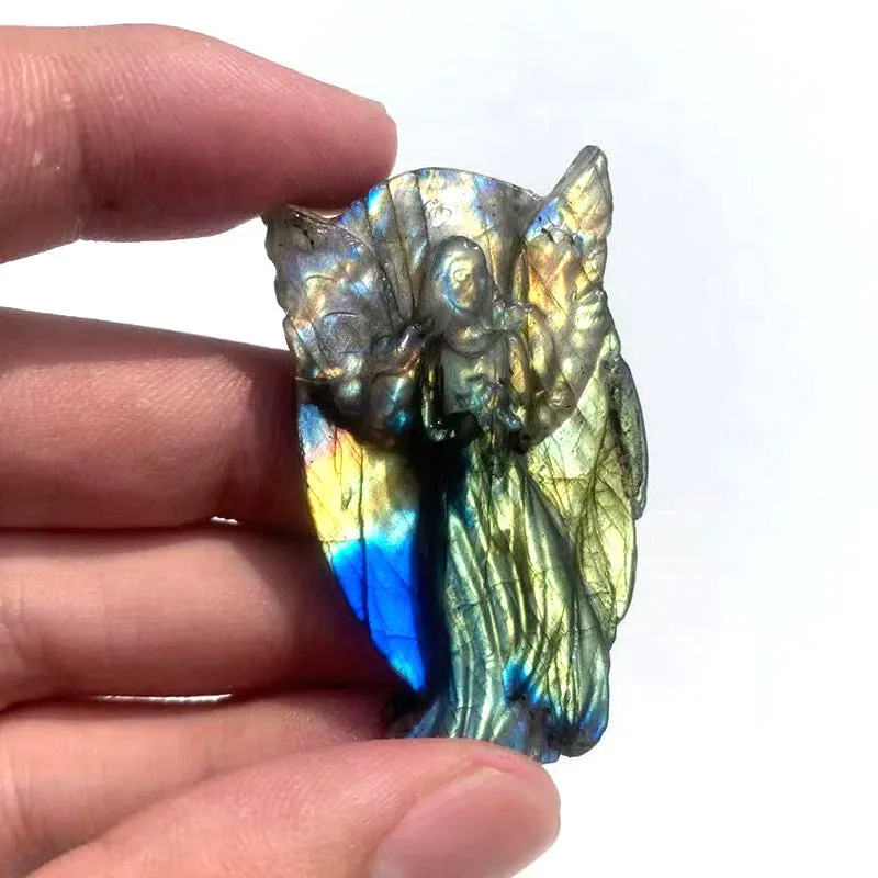 Natural Crystal Labradorite Angel Ornament Pendant