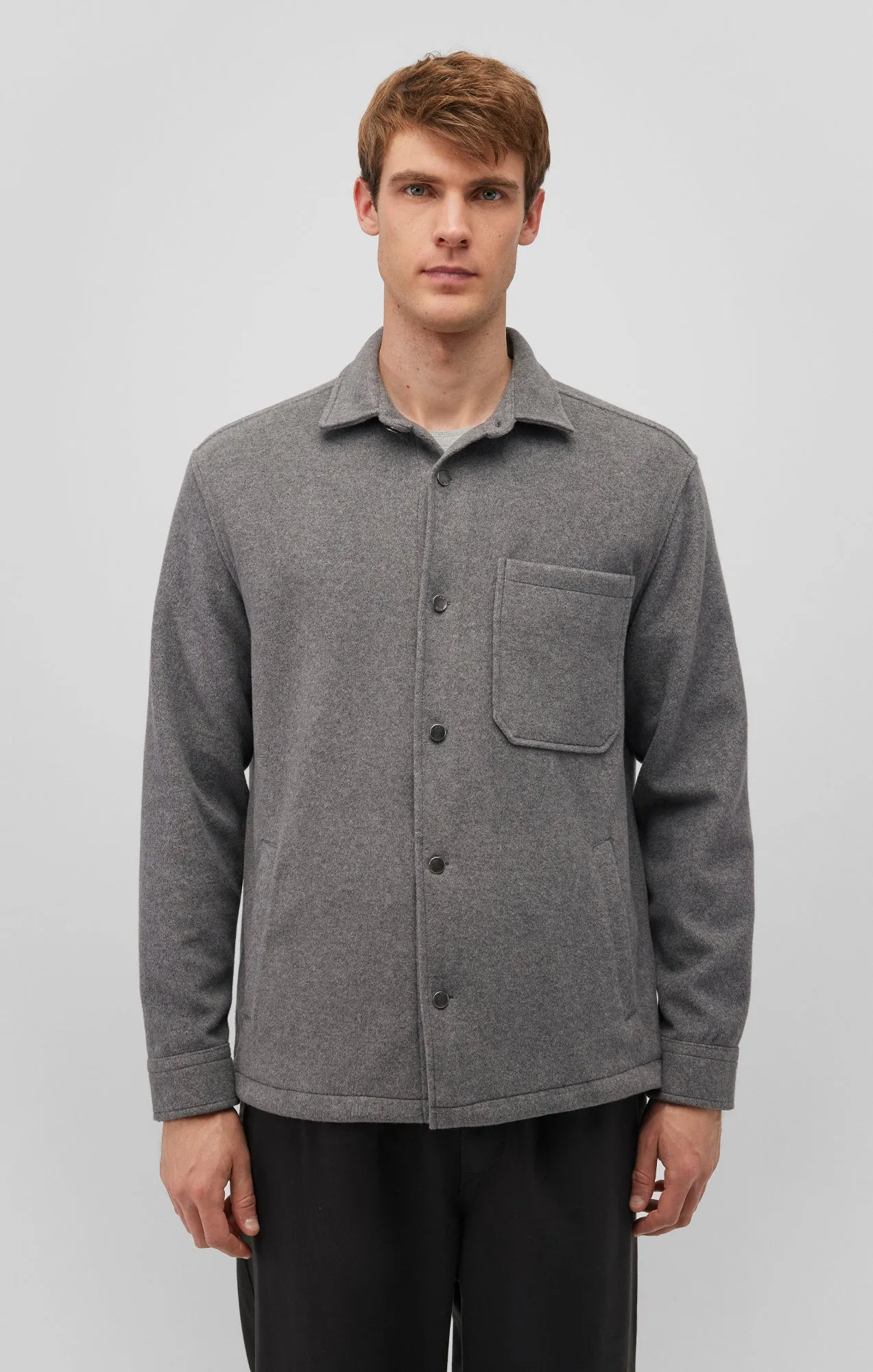 ONE POCKET LONG SLEEVE BUTTON-UP SHIRT IN ANTHRACITE