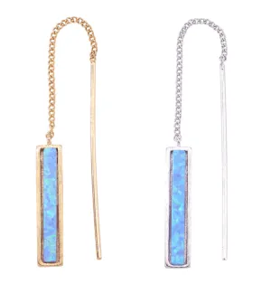 Opal Stone Bar Thread Through Earrings