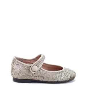 Papanatas Taupe Crushed Velvet Mary Jane