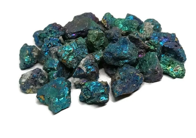 Peacock Ore 2 pcs Bright Blue, Purple and Teal Chalcopyrite Bornite Crystal