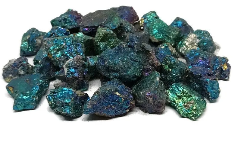 Peacock Ore 2 pcs Bright Blue, Purple and Teal Chalcopyrite Bornite Crystal