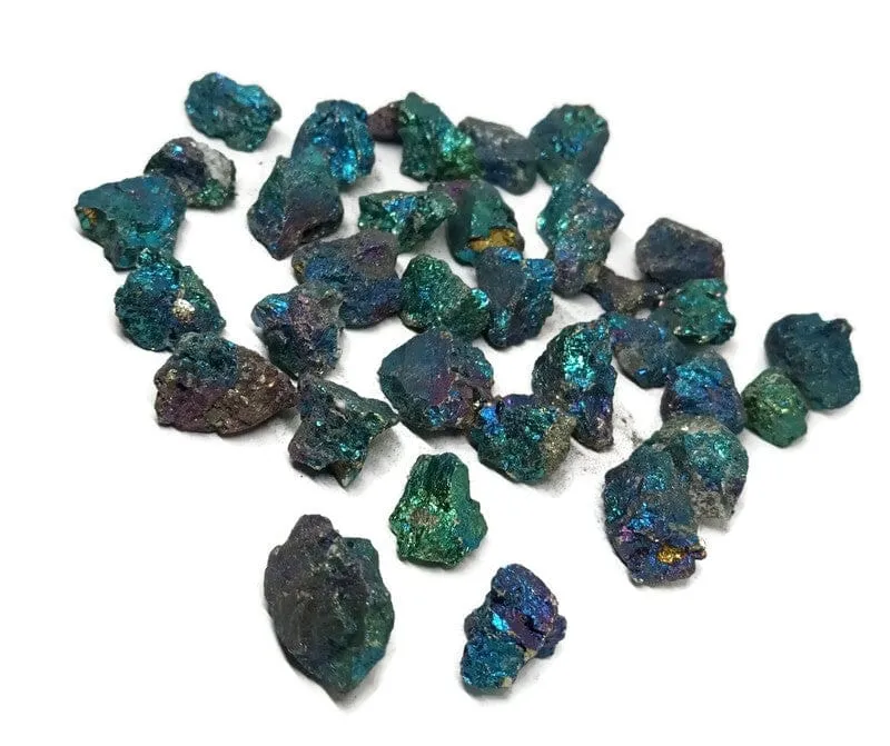 Peacock Ore 2 pcs Bright Blue, Purple and Teal Chalcopyrite Bornite Crystal