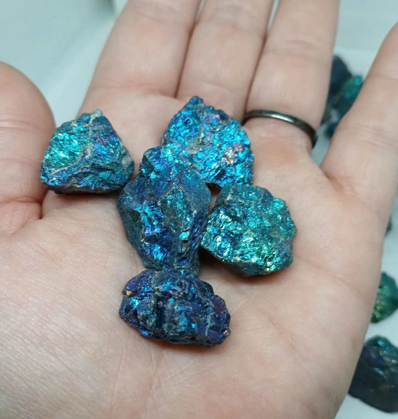 Peacock Ore 2 pcs Bright Blue, Purple and Teal Chalcopyrite Bornite Crystal