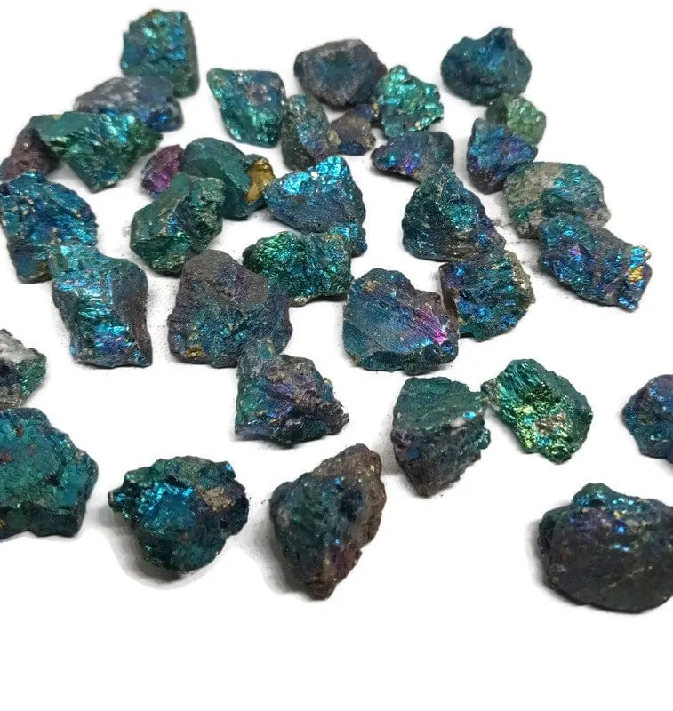 Peacock Ore 2 pcs Bright Blue, Purple and Teal Chalcopyrite Bornite Crystal