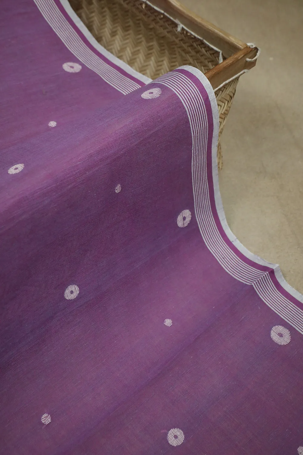 Pleasant Purple Jamdani Cotton Fabric - 1.1m