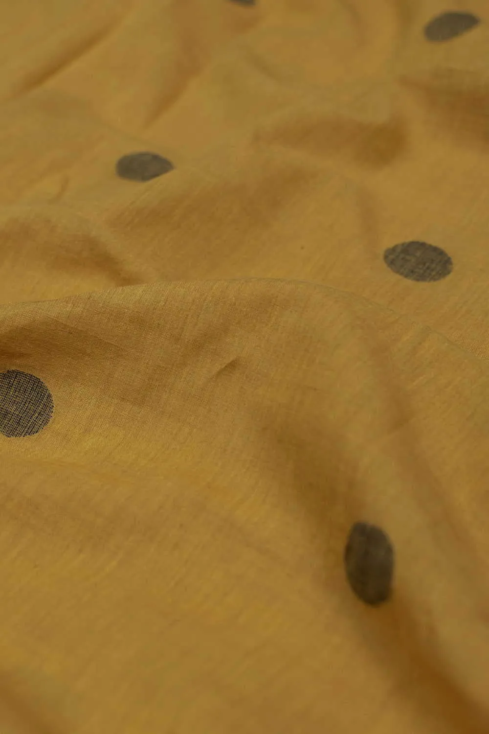 Polka on Yellow Jamdani Cotton Fabric - 1.6m