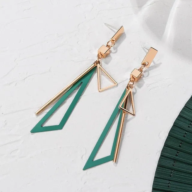 POXAM New Korean Statement Earrings for women Green Cute Arcylic Geometric Dangle Drop Gold Earings Brincos 2020 Fashion Jewelry