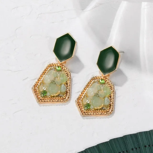 POXAM New Korean Statement Earrings for women Green Cute Arcylic Geometric Dangle Drop Gold Earings Brincos 2020 Fashion Jewelry