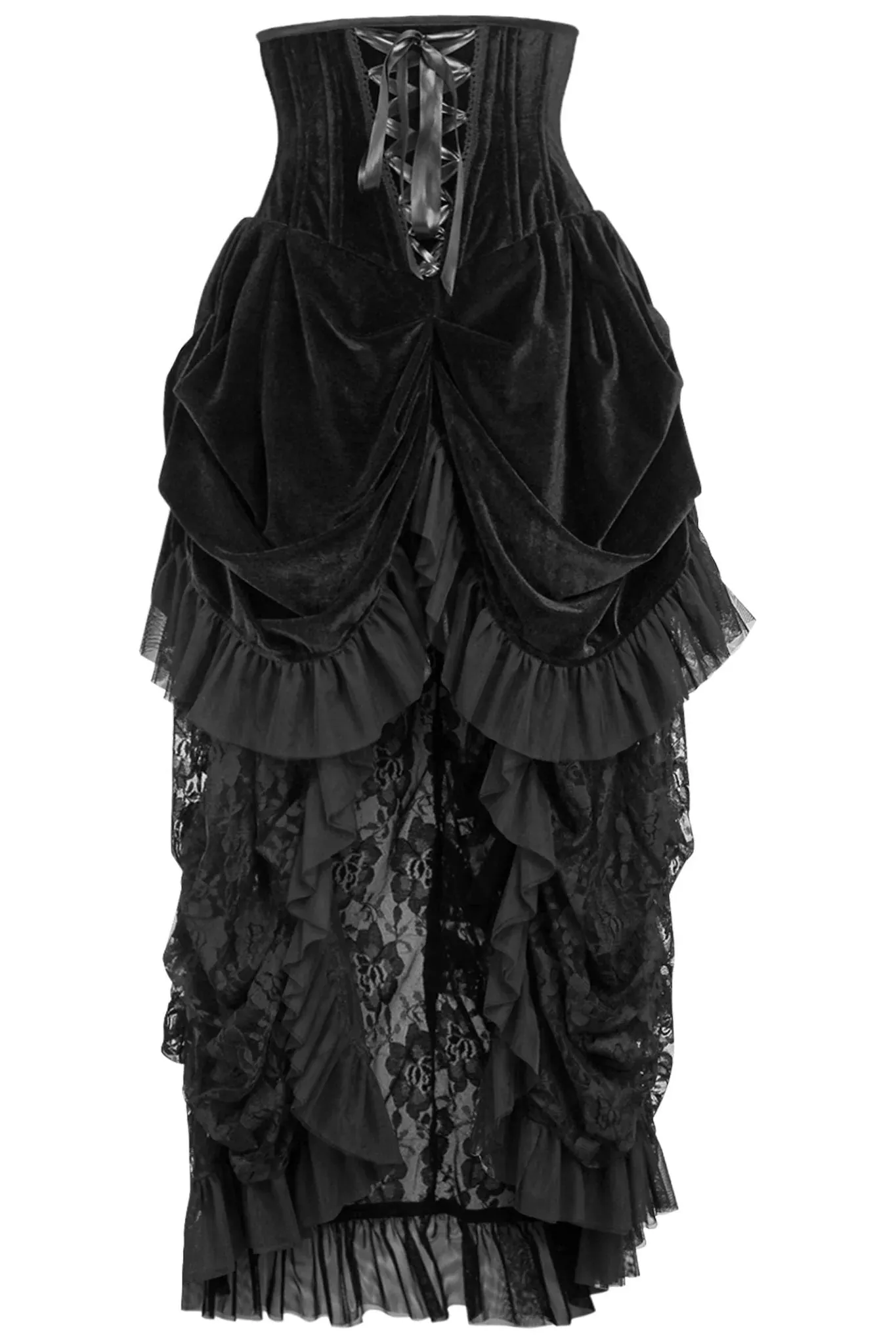 Queen Top Drawer Velvet Victorian Bustle Underbust Corset Dress