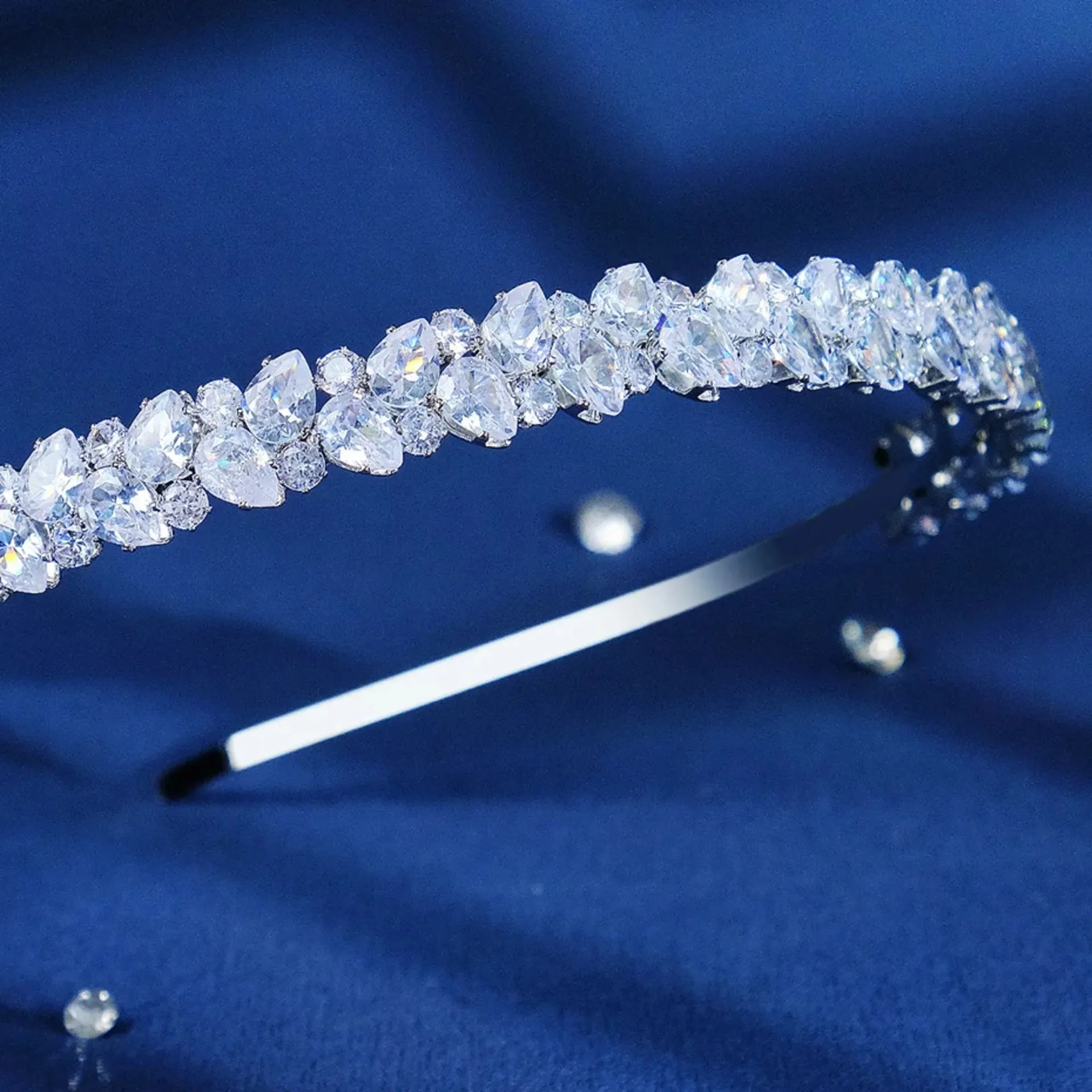 "Solana" - Silver Cubic Zirconia Bridal Headband