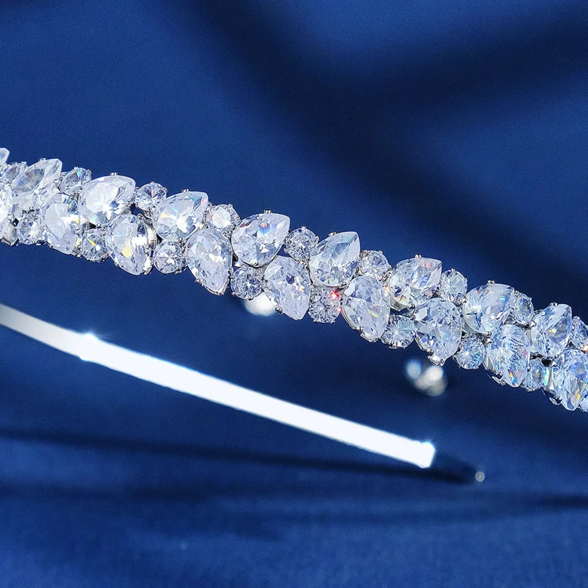 "Solana" - Silver Cubic Zirconia Bridal Headband