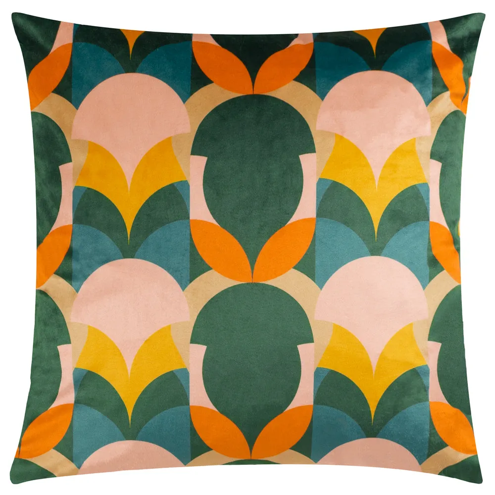 Raeya Art Deco Cushion Peach/Pine