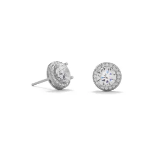 Rhodium Plated Elegant 6.5mm CZ Studs