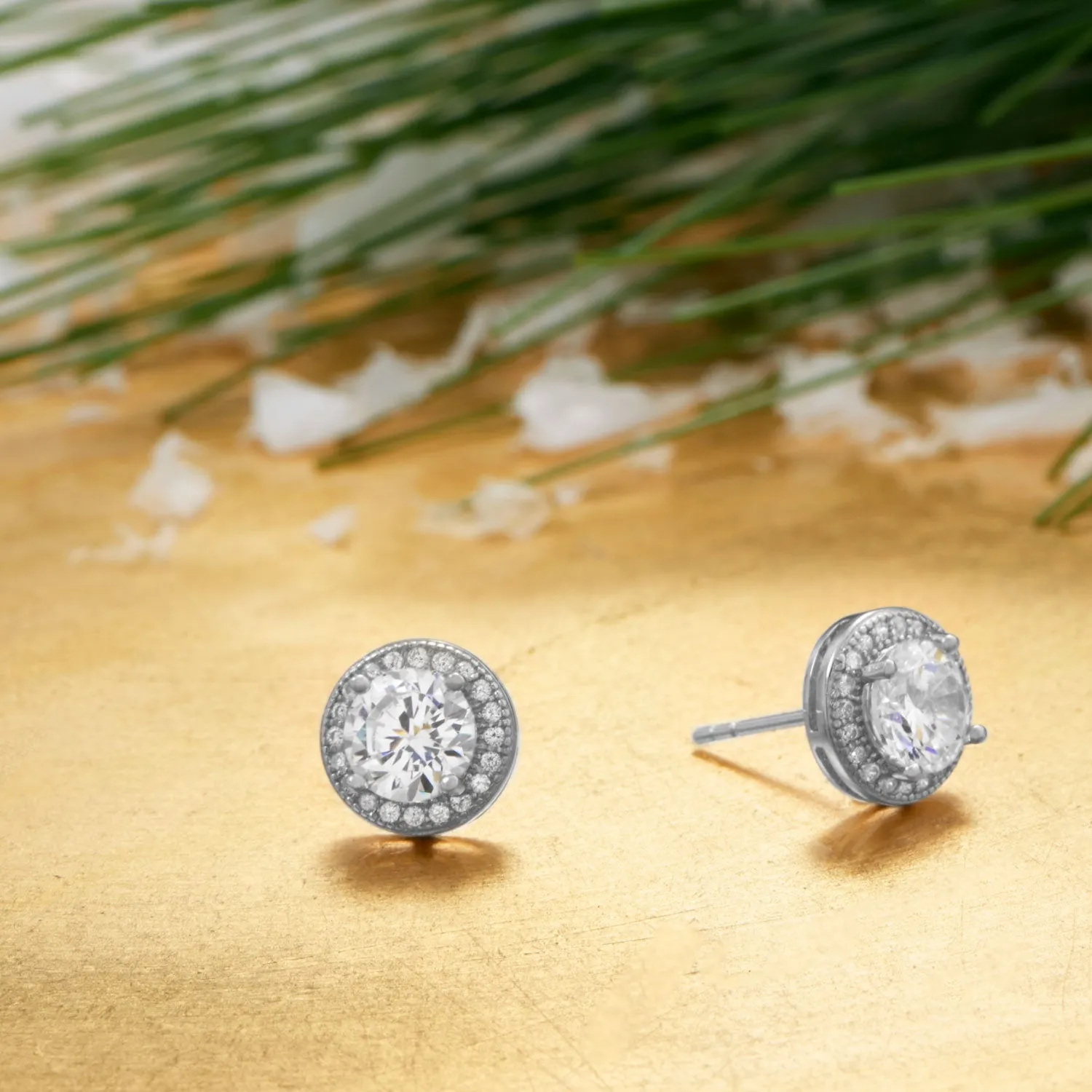 Rhodium Plated Elegant 6.5mm CZ Studs