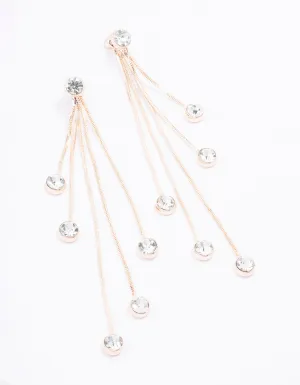 Rose Gold Diamante Drop Thread Through Earrings