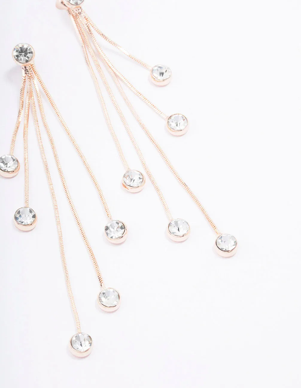 Rose Gold Diamante Drop Thread Through Earrings