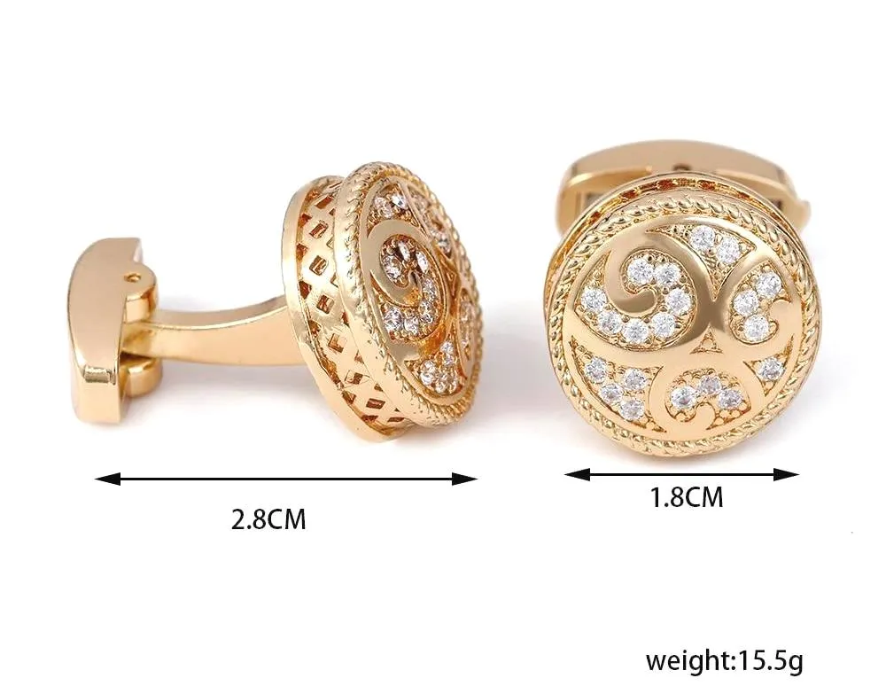 Round Crystal Cufflinks