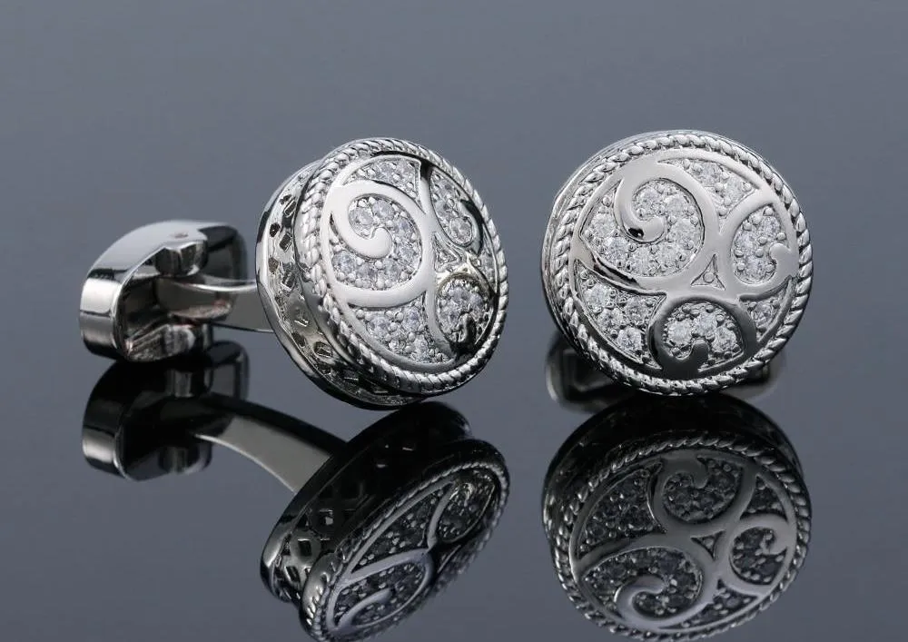 Round Crystal Cufflinks