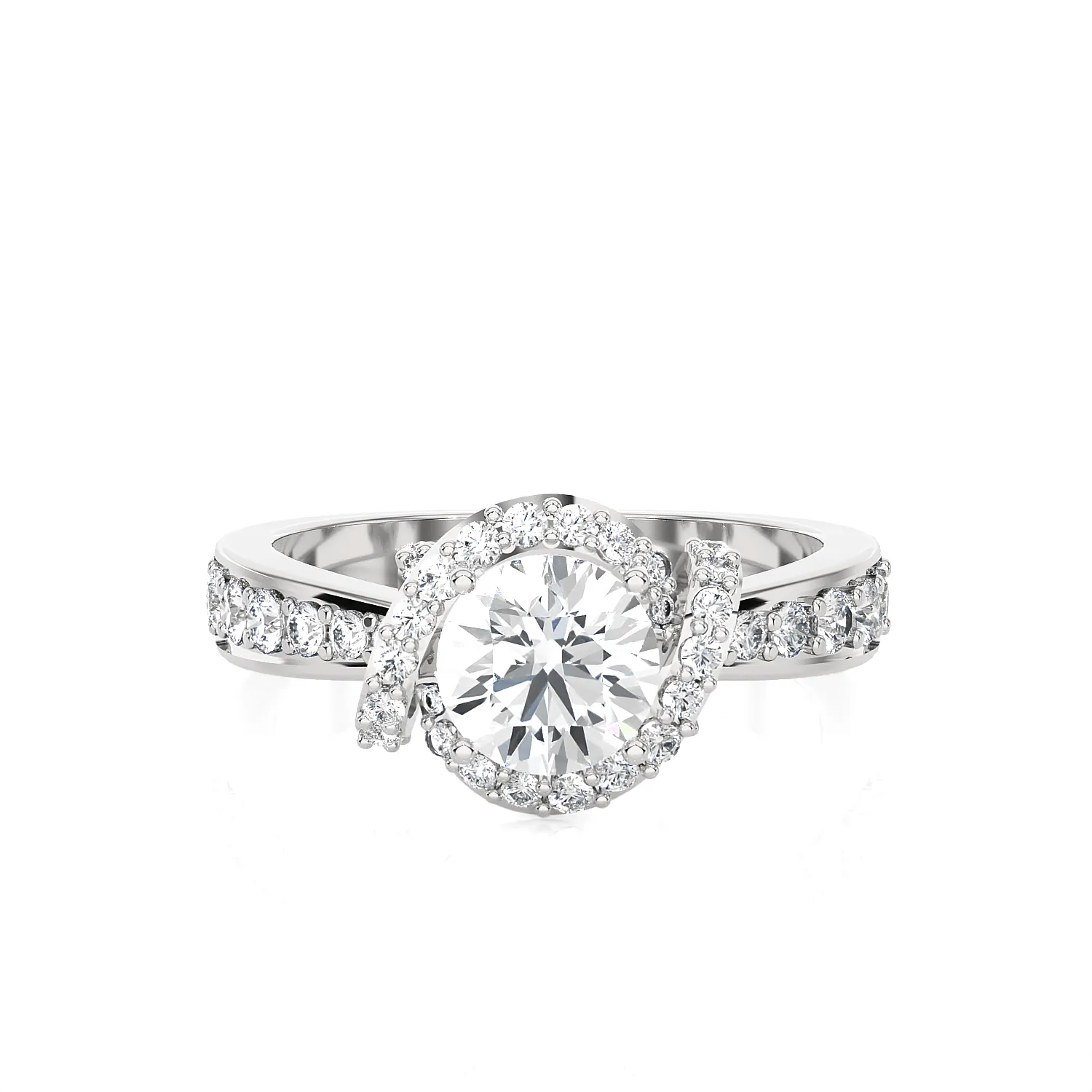 Round Lab Grown Diamond Halo Engagement Ring