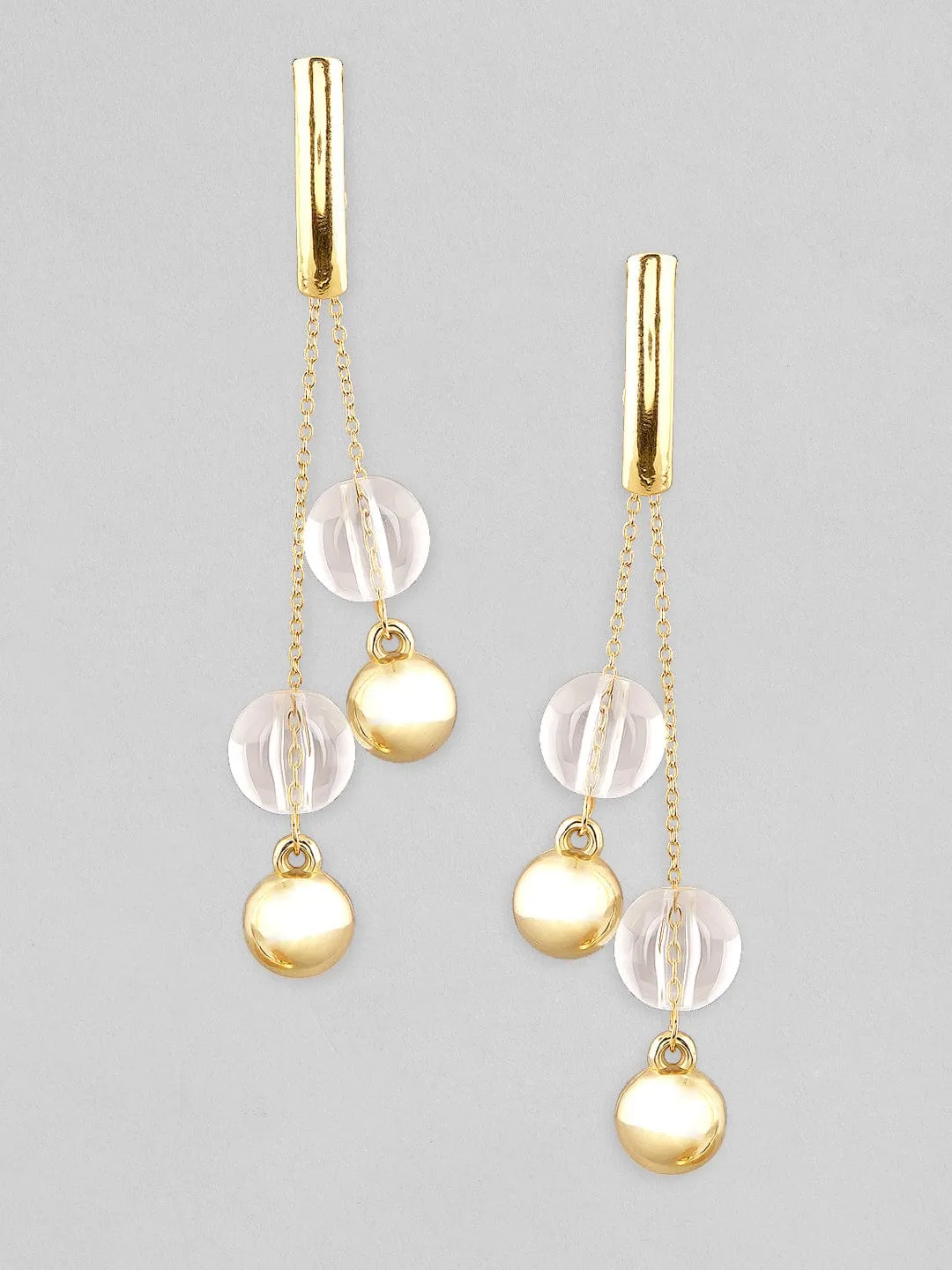 Rubans Voguish Gold-Toned Contemporary Long Dangle Earrings.