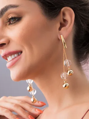 Rubans Voguish Gold-Toned Contemporary Long Dangle Earrings.