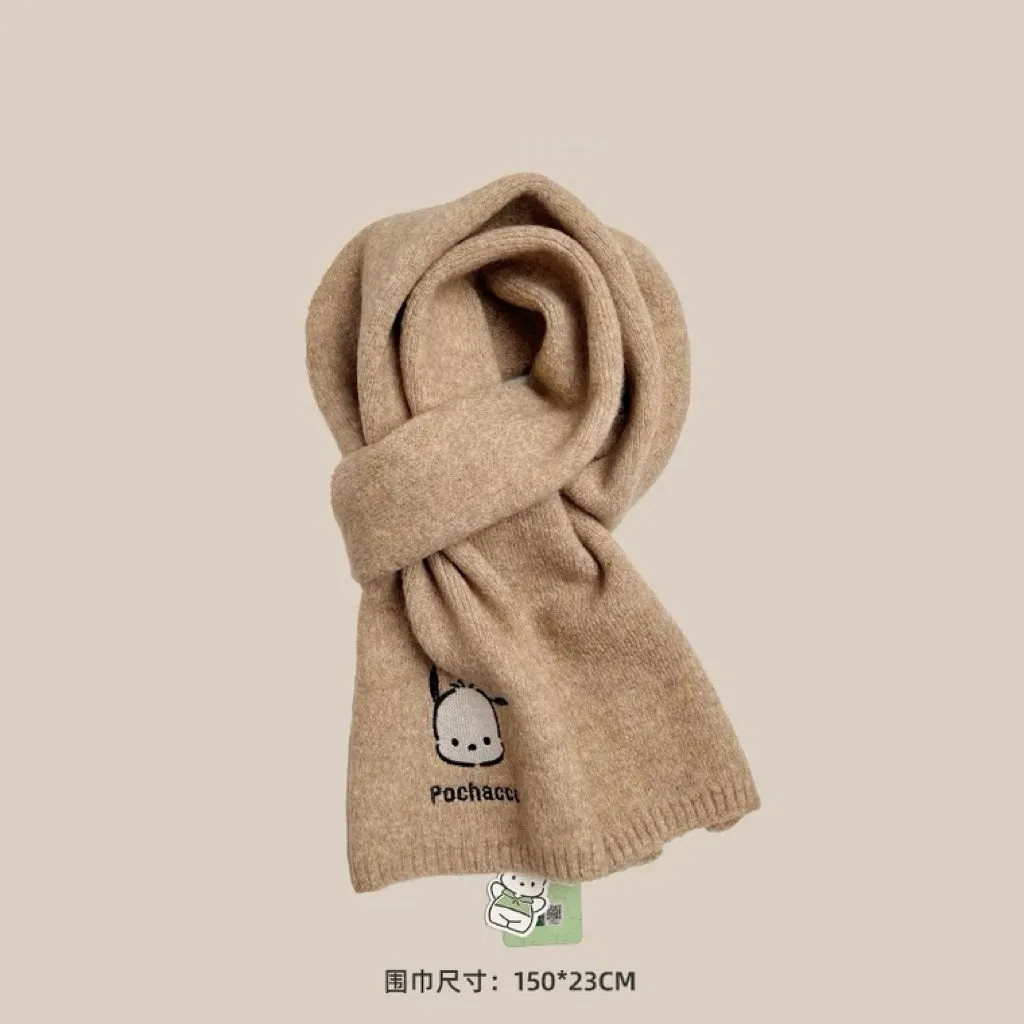 Sanrio Simple Casual Design Warm Scarf | Pochacco - Made with Wool Autumn Winter Accessories Fashionable