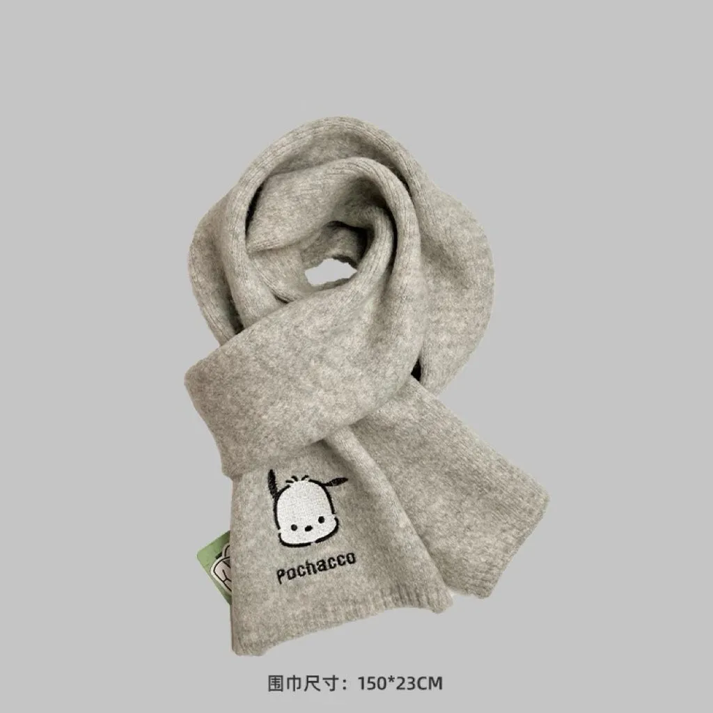 Sanrio Simple Casual Design Warm Scarf | Pochacco - Made with Wool Autumn Winter Accessories Fashionable