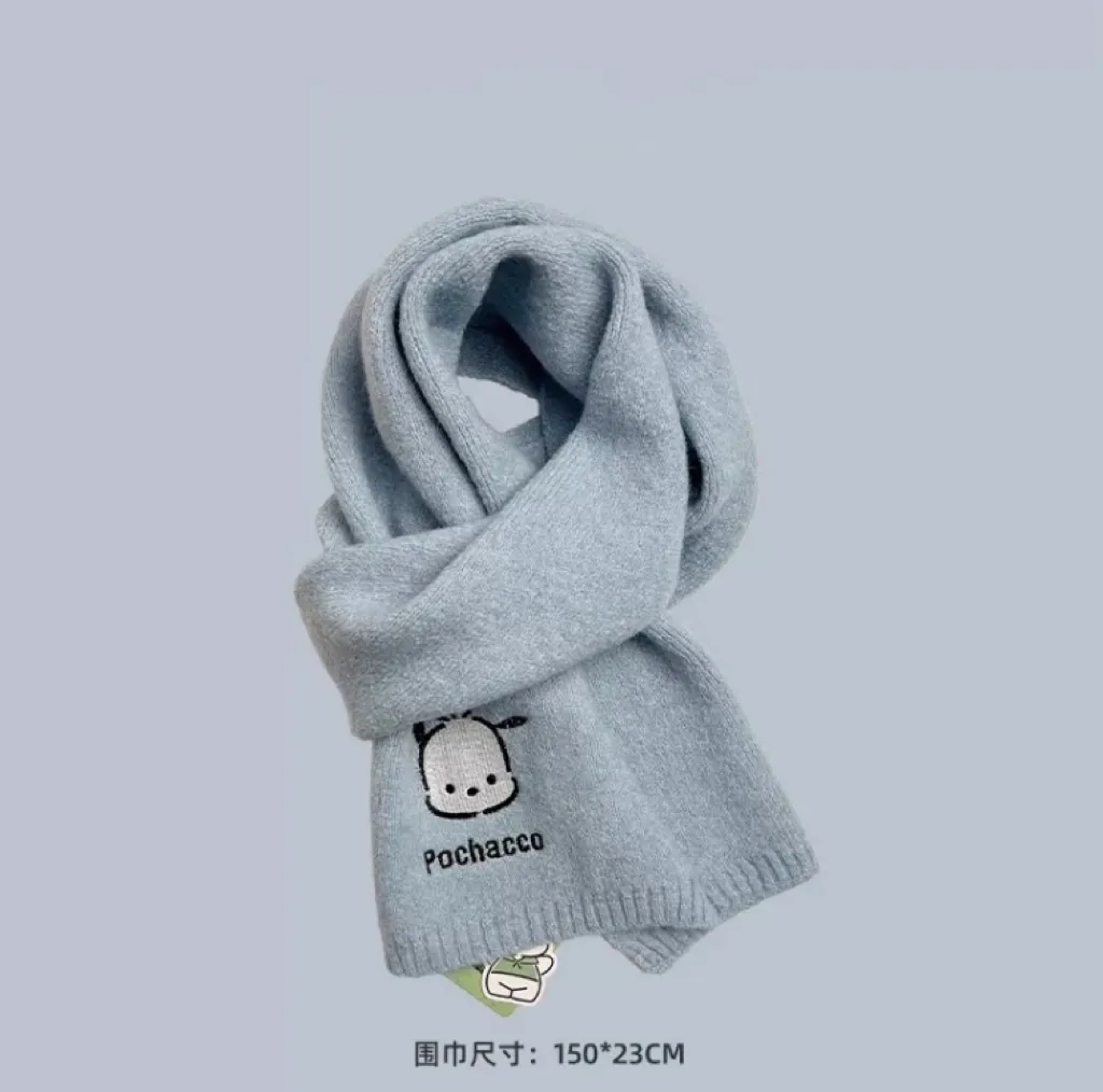 Sanrio Simple Casual Design Warm Scarf | Pochacco - Made with Wool Autumn Winter Accessories Fashionable