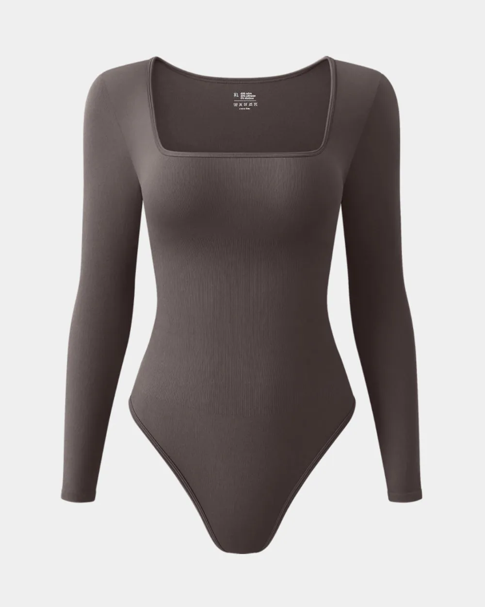 Sexy Ribbed Square Neck Long Sleeve Bodysuits