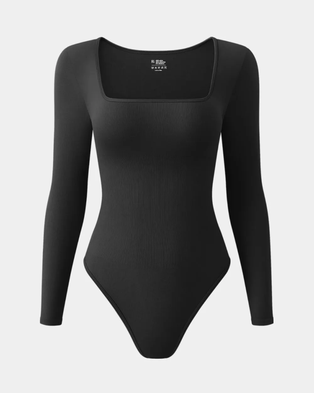 Sexy Ribbed Square Neck Long Sleeve Bodysuits