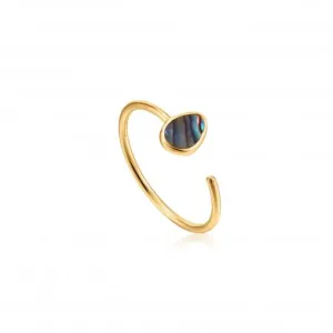 Shiny Gold Tidal Abalone Adjustable Ring R027-02G