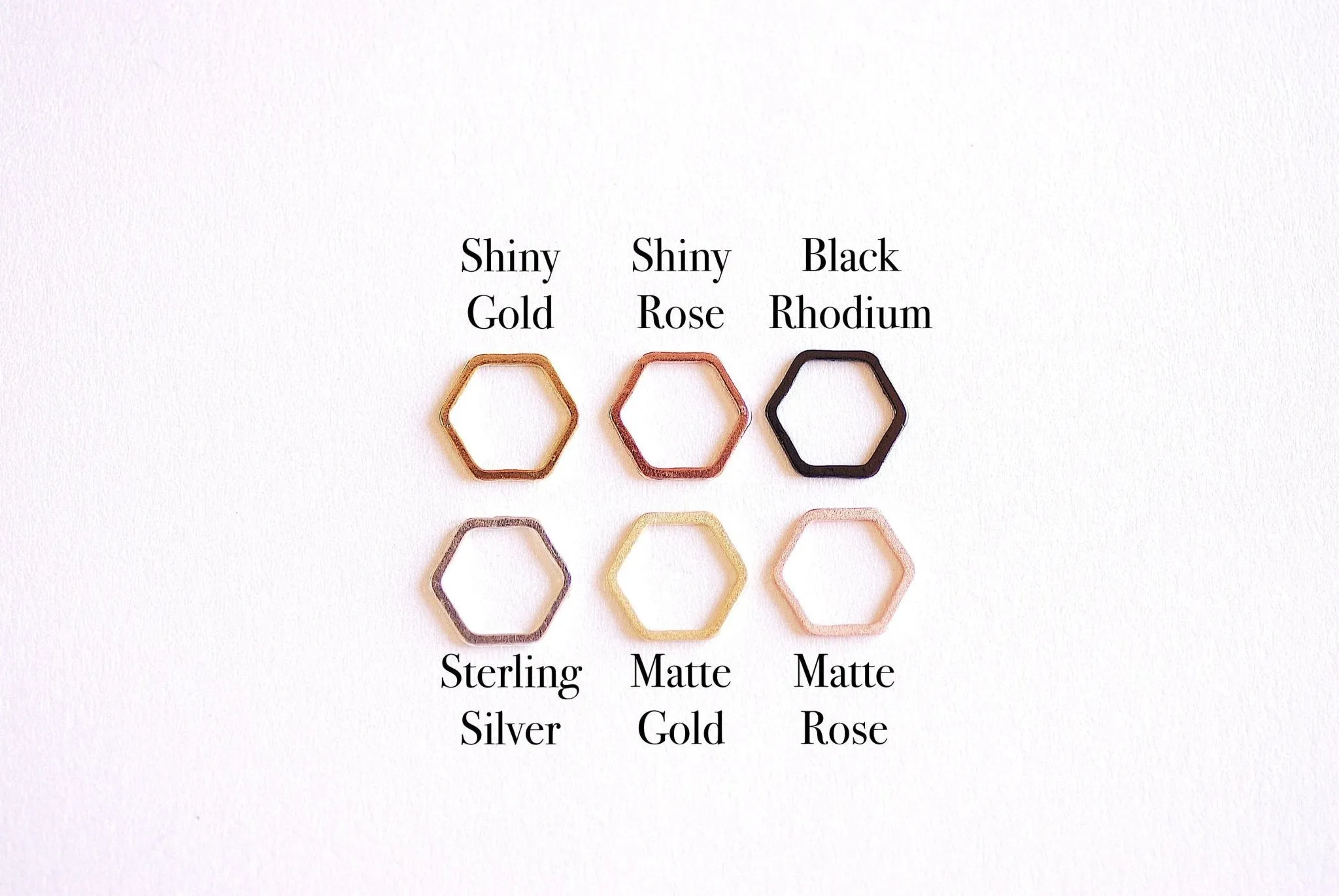 Shiny Pink Rose Gold Hexagon Connector Charm- 22k Gold plated Sterling Silver, jump ring, hexagon frame spacer link, honeycomb,Geometric,362